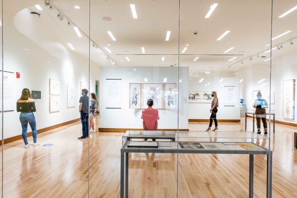 students in the verostko center for the arts gallery at saint vincent college